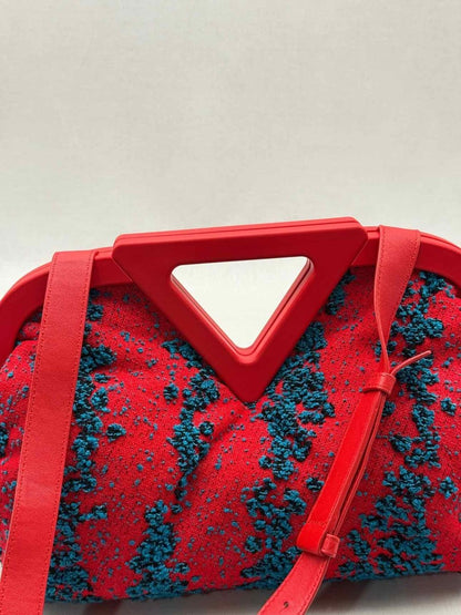 Pre - loved BOTTEGA VENETA Triangle Red & Blue Top Handle at Reems Closet