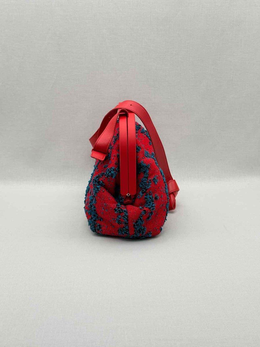 Pre - loved BOTTEGA VENETA Triangle Red & Blue Top Handle at Reems Closet
