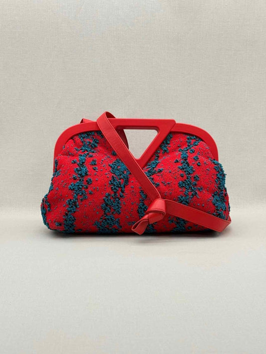 Pre - loved BOTTEGA VENETA Triangle Red & Blue Top Handle at Reems Closet