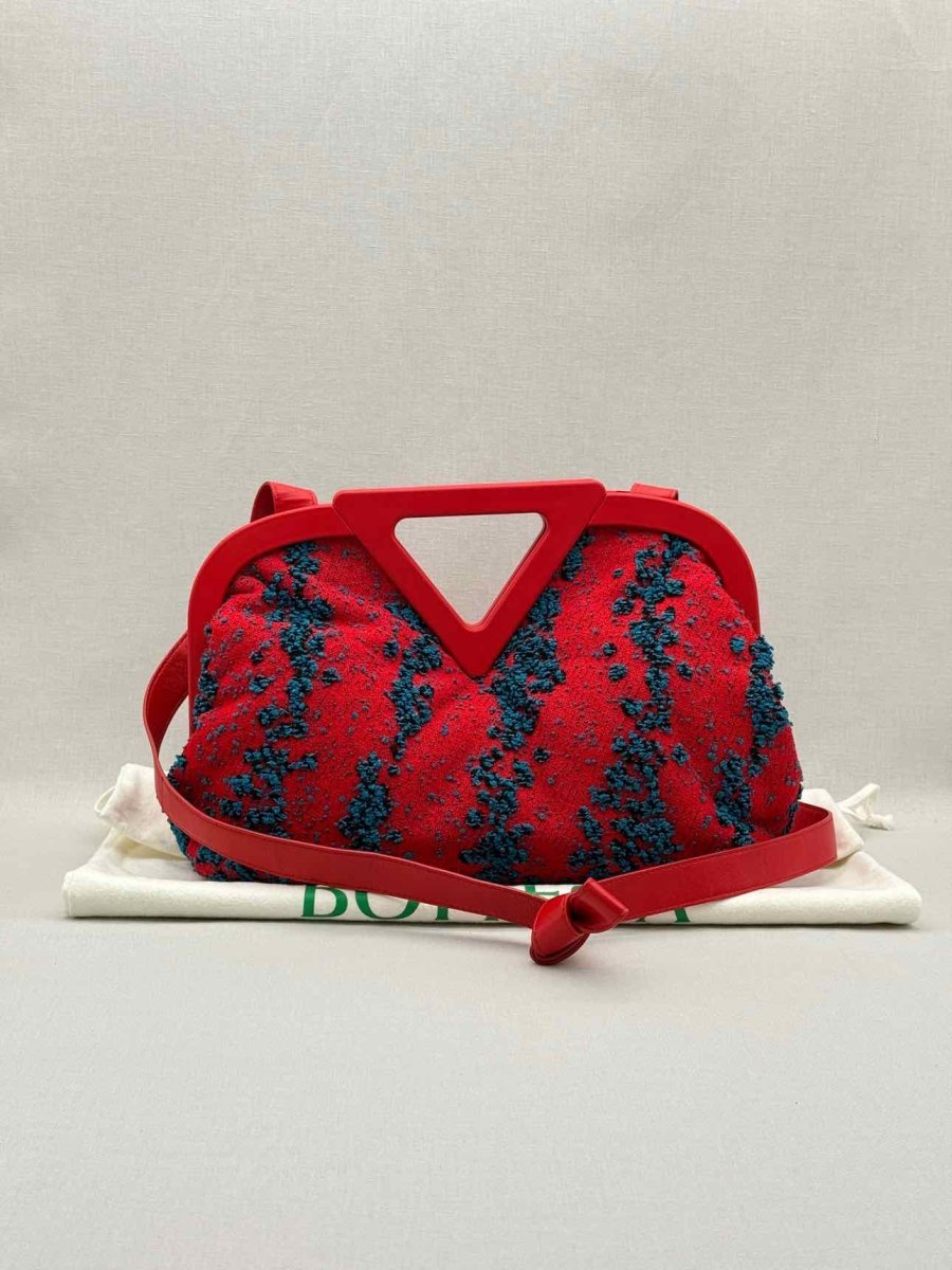 Pre - loved BOTTEGA VENETA Triangle Red & Blue Top Handle at Reems Closet