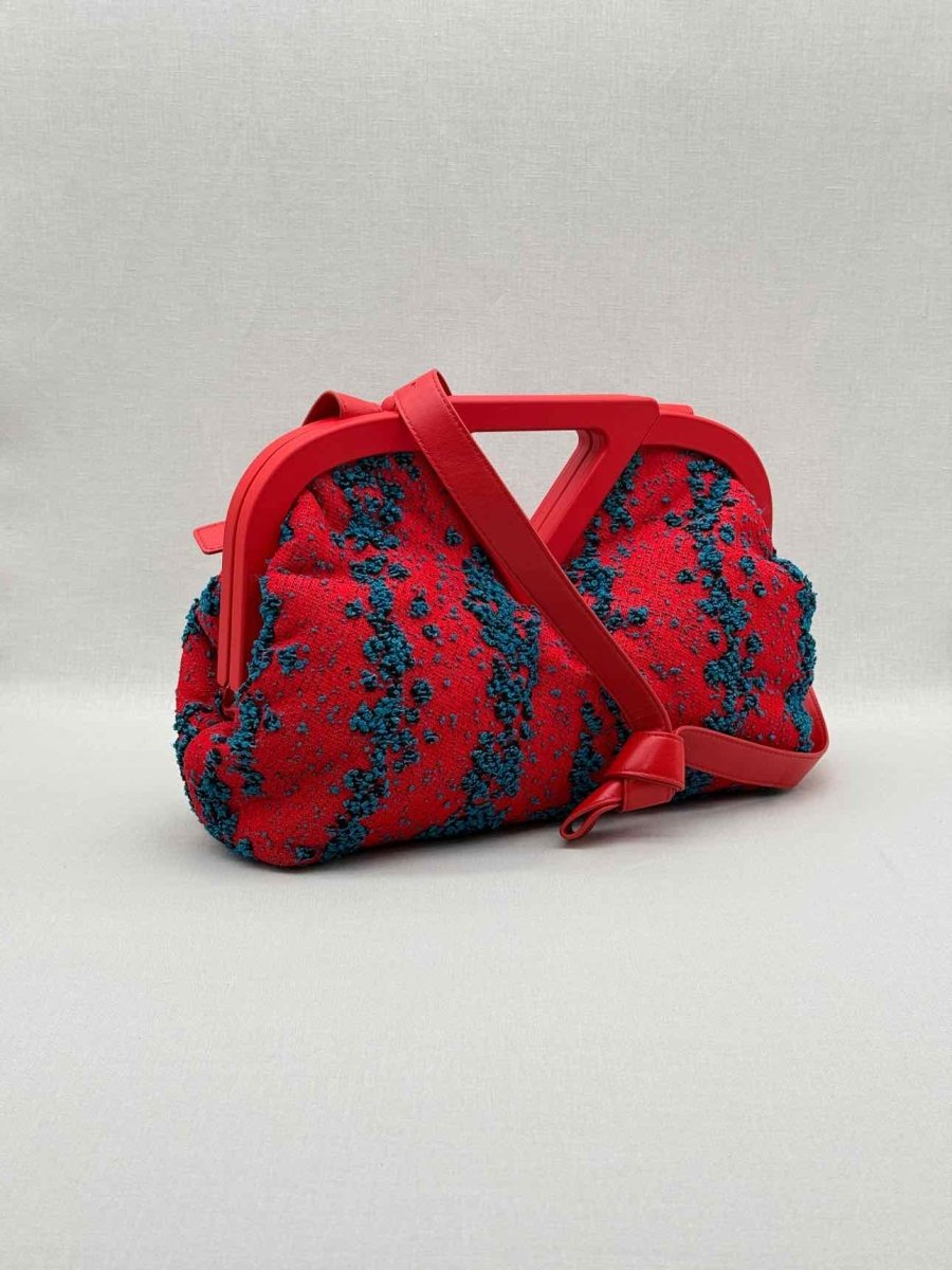 Pre - loved BOTTEGA VENETA Triangle Red & Blue Top Handle at Reems Closet