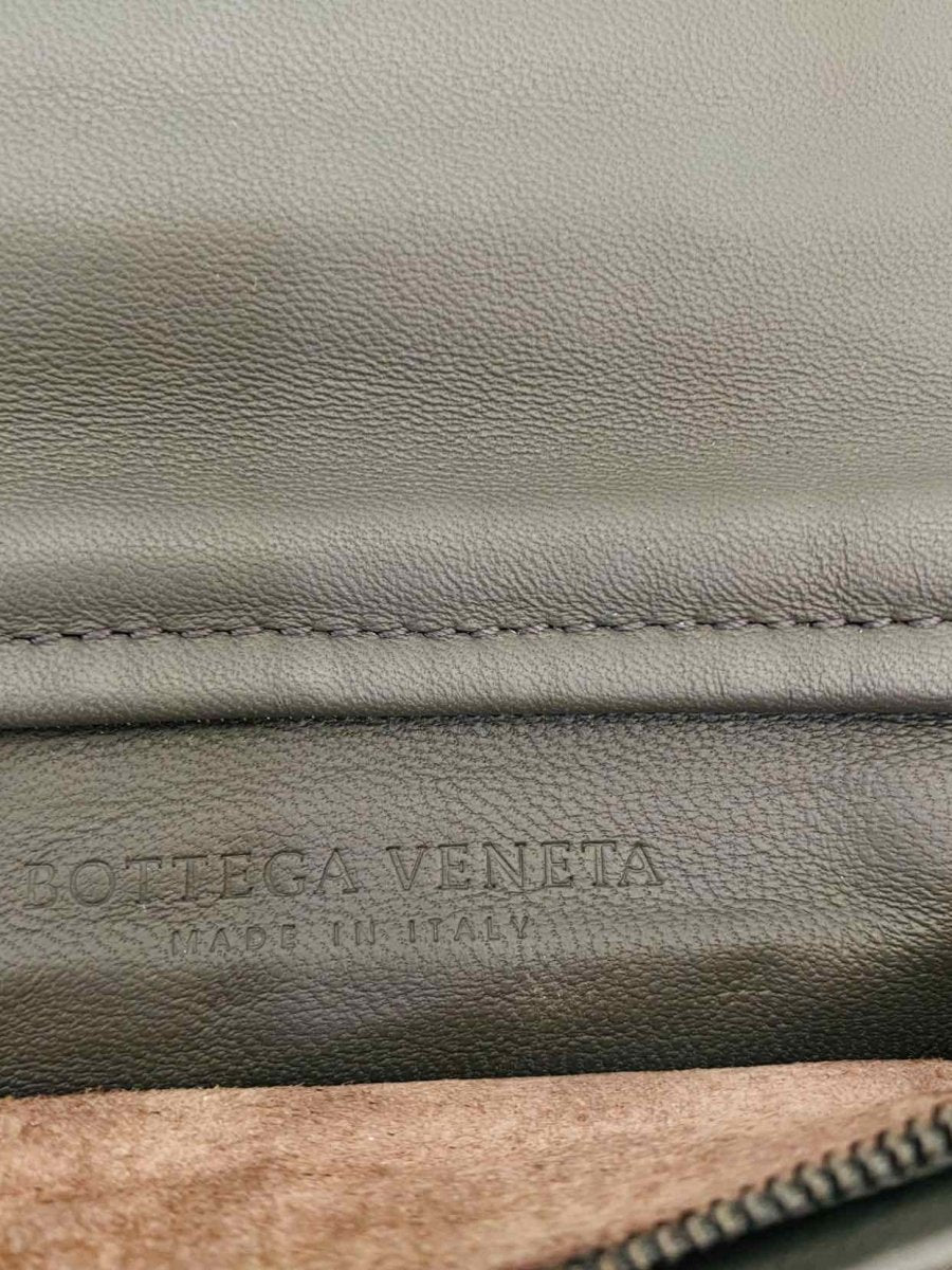 Pre - loved BOTTEGA VENETA Twist Lock Grey Intrecciato Clutch at Reems Closet