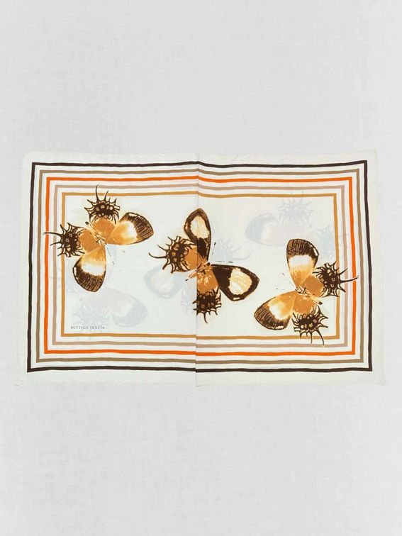 Pre - loved BOTTEGA VENETA White Multicolor Butterfly Print Scarf at Reems Closet