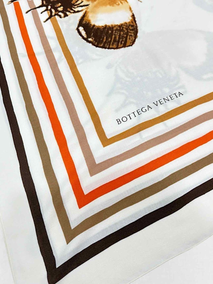 Pre - loved BOTTEGA VENETA White Multicolor Butterfly Print Scarf at Reems Closet