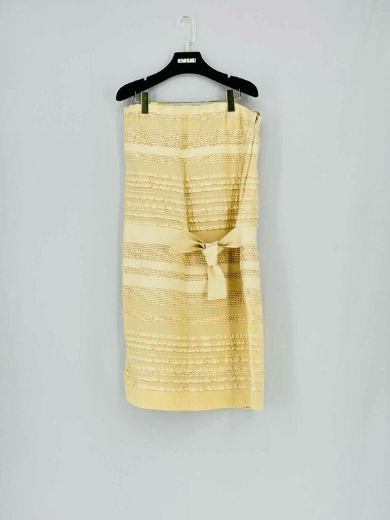 Pre - loved BOTTEGA VENETA Yellow Size Small Knee Length Dress at Reems Closet