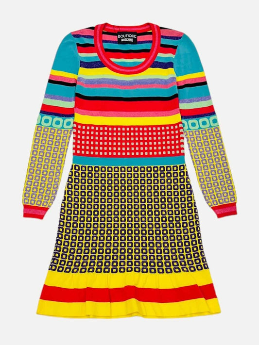 Pre - loved BOUTIQUE MOSCHINO Pink Multicolor Geometric Dress at Reems Closet