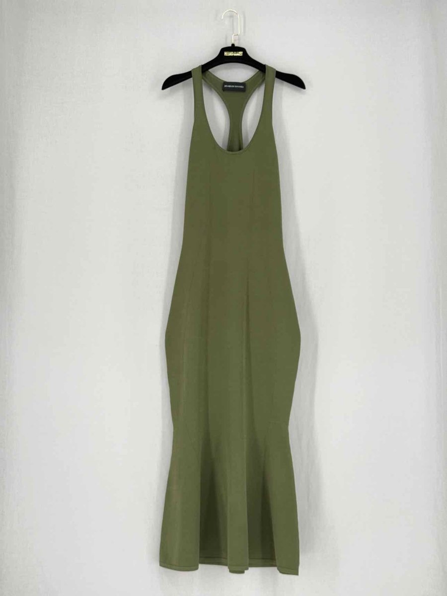 Pre - loved BRANDON MAXWELL Khaki Size Medium Midi Dress at Reems Closet