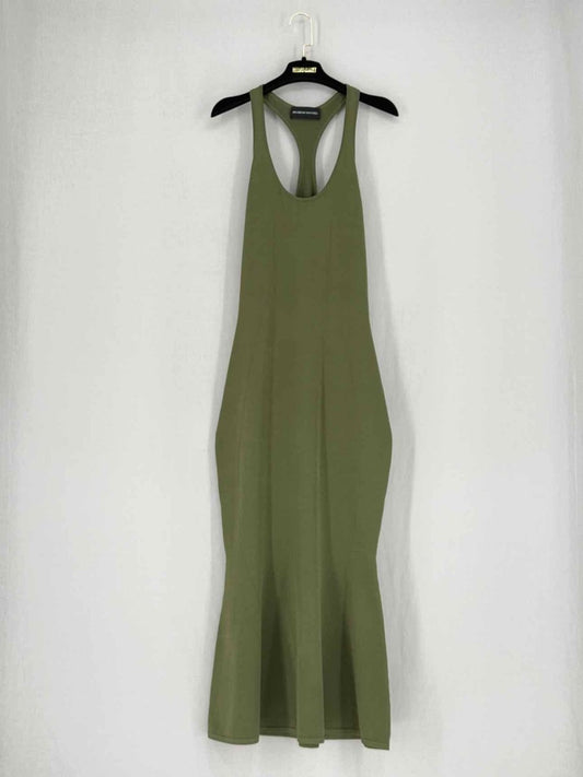 Pre - loved BRANDON MAXWELL Khaki Size Medium Midi Dress at Reems Closet