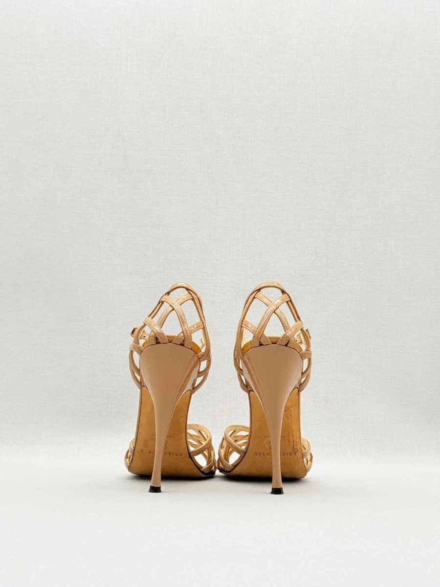 Pre - loved BRIAN ATWOOD Beige Cannage Size EU 38 Heeled Sandals at Reems Closet