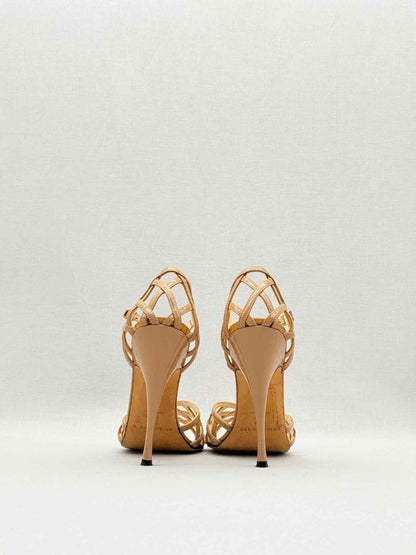 Pre - loved BRIAN ATWOOD Beige Cannage Size EU 38 Heeled Sandals at Reems Closet