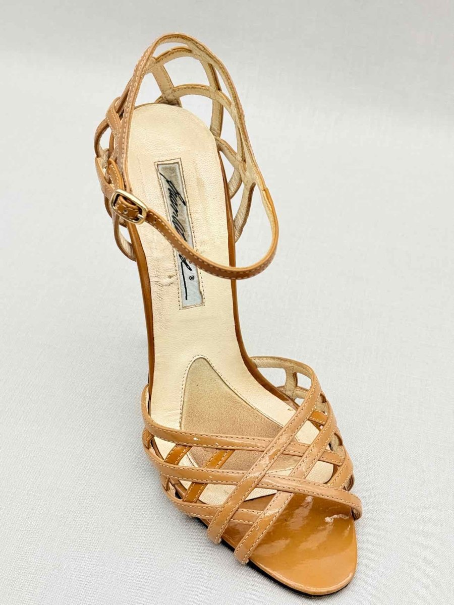 Pre - loved BRIAN ATWOOD Beige Cannage Size EU 38 Heeled Sandals at Reems Closet