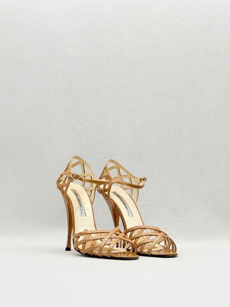 Pre - loved BRIAN ATWOOD Beige Cannage Size EU 38 Heeled Sandals at Reems Closet