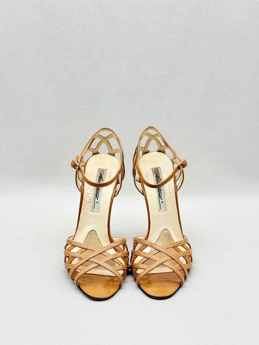 Pre - loved BRIAN ATWOOD Beige Cannage Size EU 38 Heeled Sandals at Reems Closet