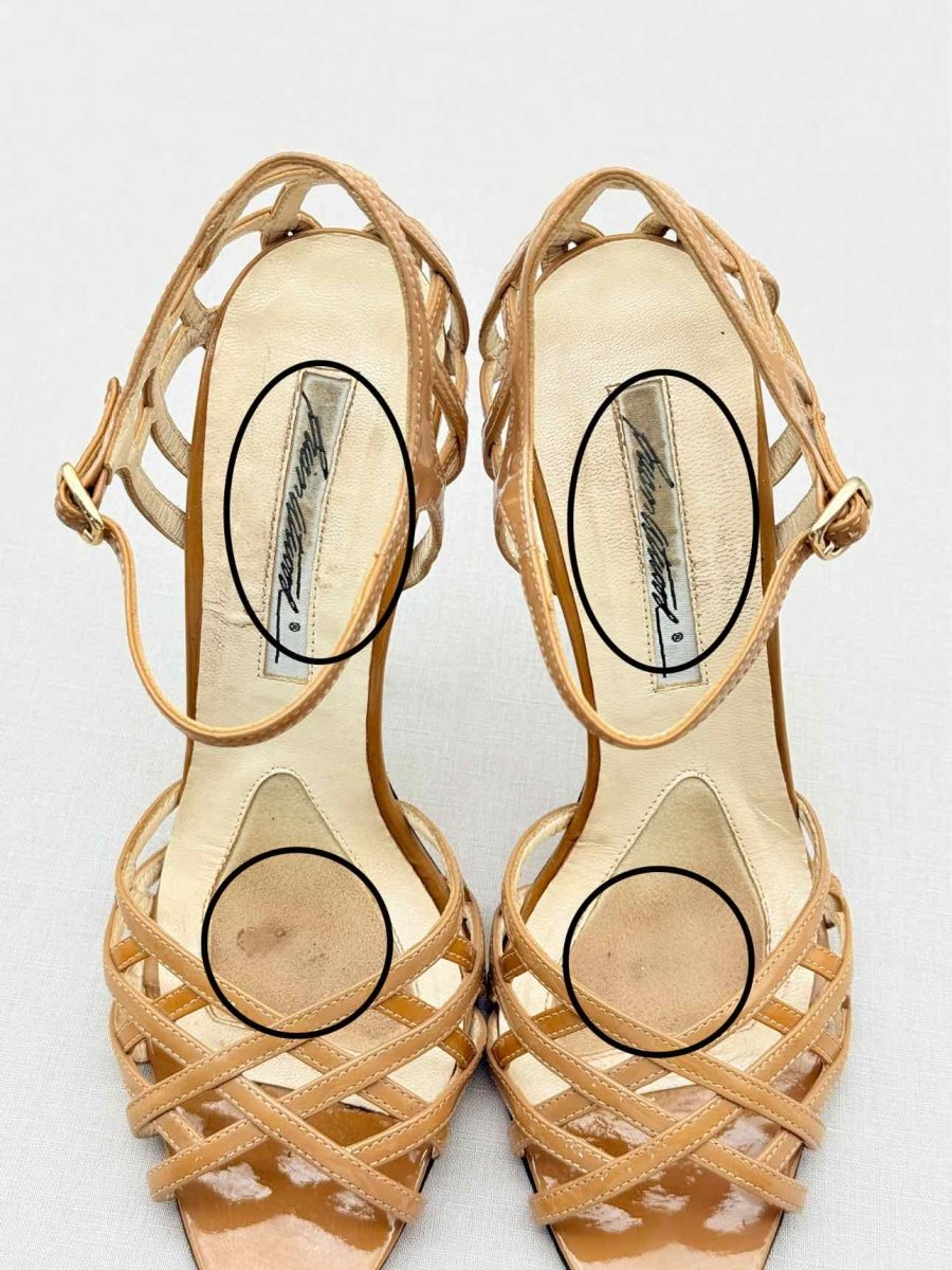 Pre - loved BRIAN ATWOOD Beige Cannage Size EU 38 Heeled Sandals at Reems Closet