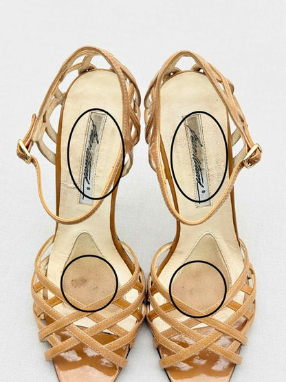 Pre - loved BRIAN ATWOOD Beige Cannage Size EU 38 Heeled Sandals at Reems Closet