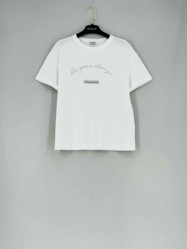 Pre - loved BRUNELLO CUCINELLI Be Your Change White T-shirt at Reems Closet