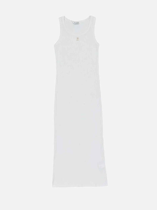 Pre - loved BRUNELLO CUCINELLI Bodycon White Ribbed Long Dress at Reems Closet