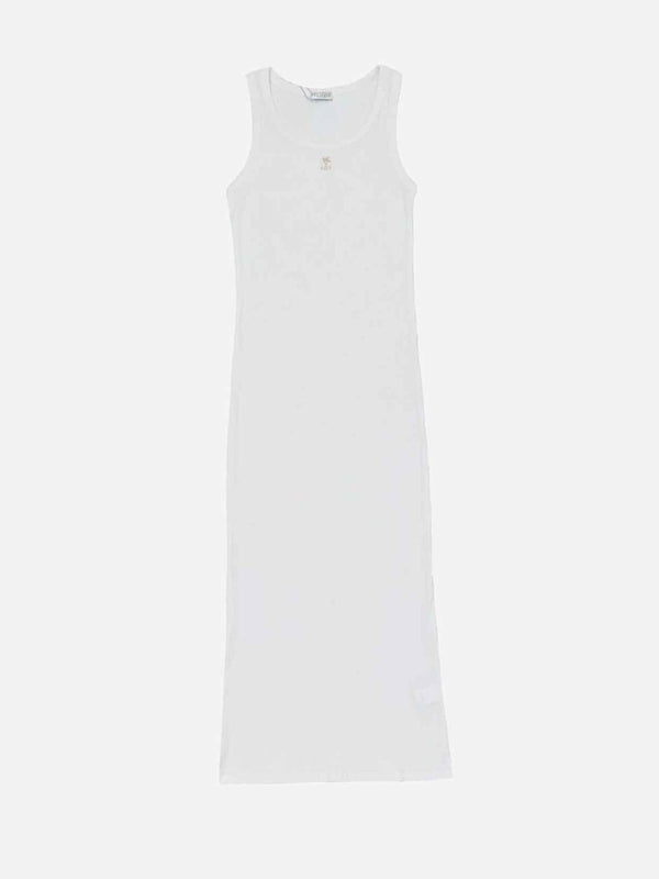 Pre - loved BRUNELLO CUCINELLI Bodycon White Ribbed Long Dress at Reems Closet