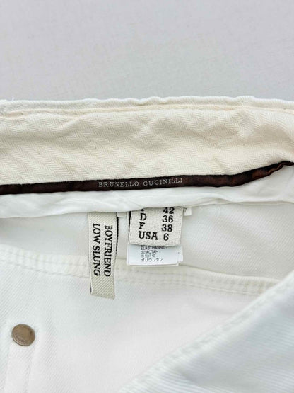 Pre-loved BRUNELLO CUCINELLI Boyfriend White Size 28 Jeans at Reems Closet