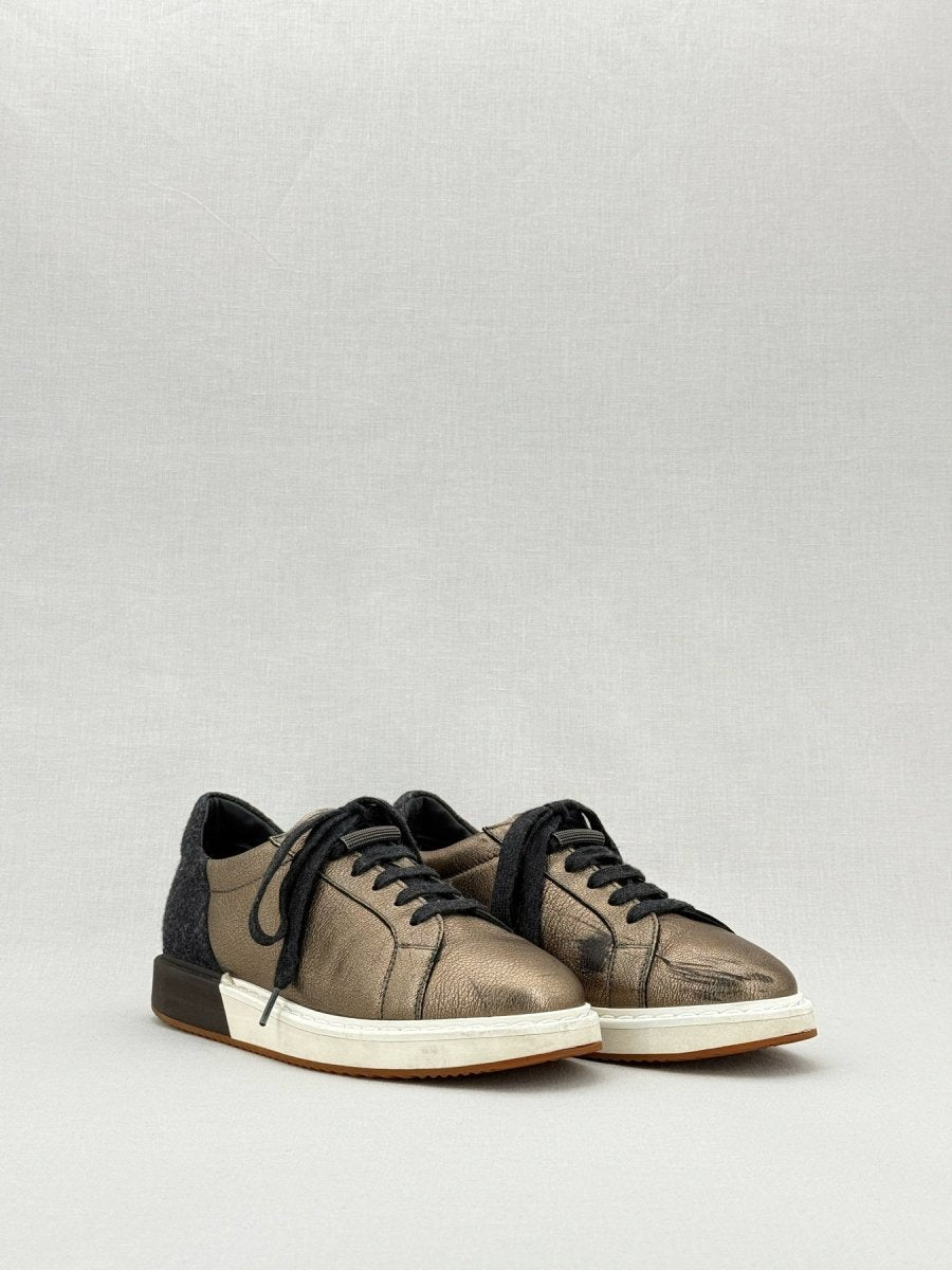Pre - loved BRUNELLO CUCINELLI Bronze & Black Size EU 38.5 Sneakers at Reems Closet