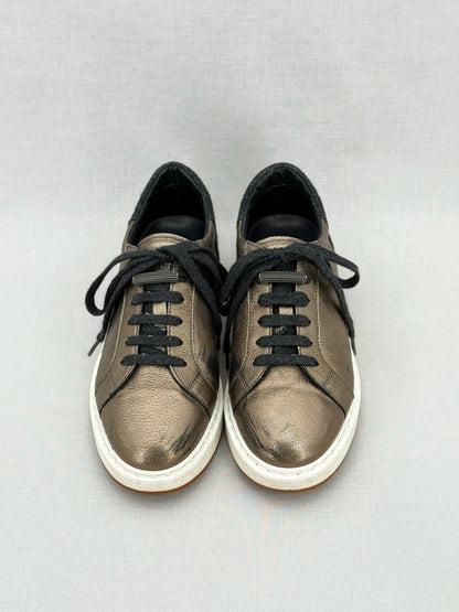Pre - loved BRUNELLO CUCINELLI Bronze & Black Size EU 38.5 Sneakers at Reems Closet
