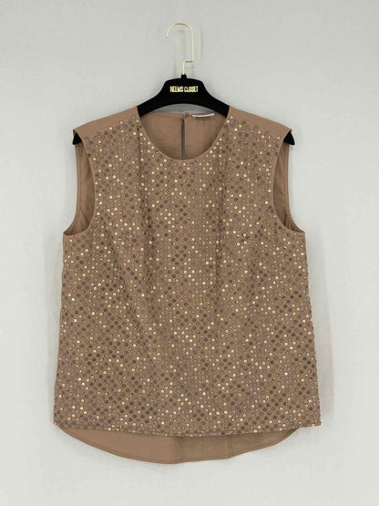 Pre - loved BRUNELLO CUCINELLI Brown Size Medium Top at Reems Closet