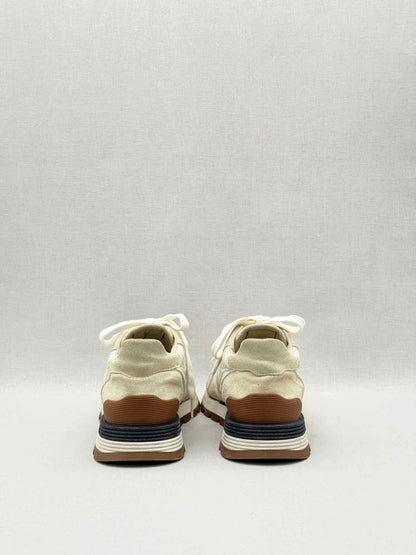 Pre-loved BRUNELLO CUCINELLI Cream & Grey Size EU 38.5 Sneakers at Reems Closet