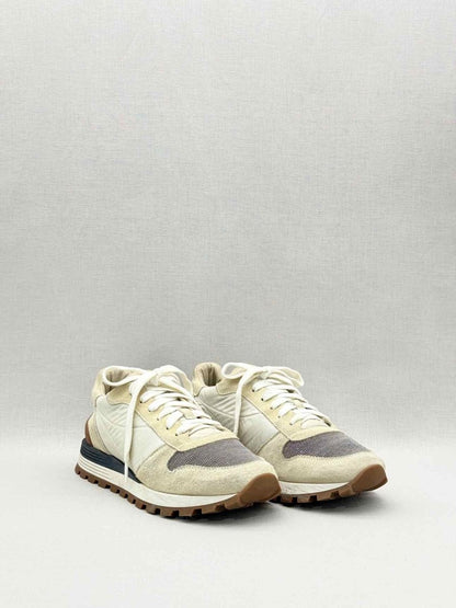Pre-loved BRUNELLO CUCINELLI Cream & Grey Size EU 38.5 Sneakers at Reems Closet