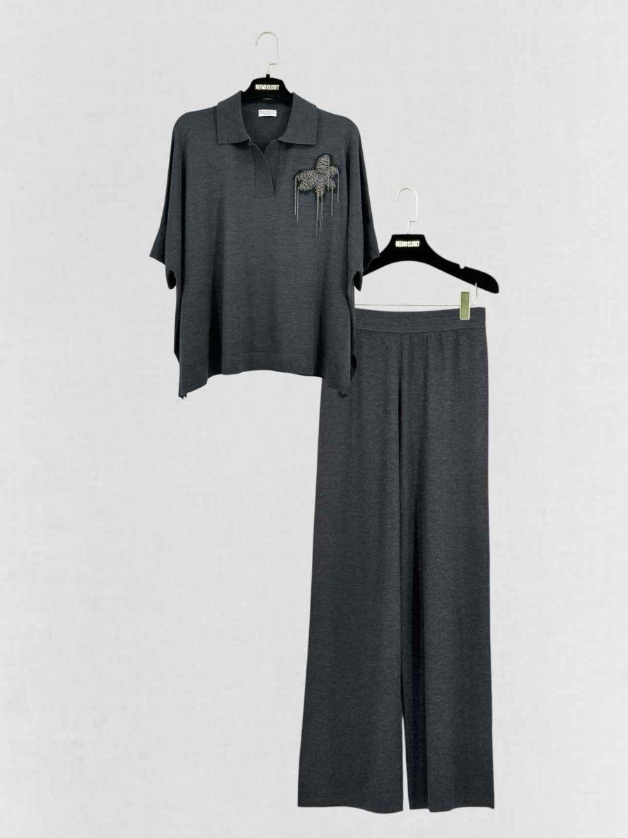 Pre - loved BRUNELLO CUCINELLI Dark Grey Size Medium Outfit Set at Reems Closet