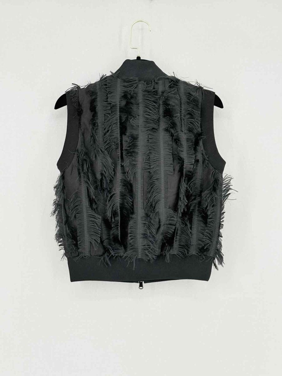 Pre - loved BRUNELLO CUCINELLI Fringed Effect Black Size US 2 Gilet at Reems Closet