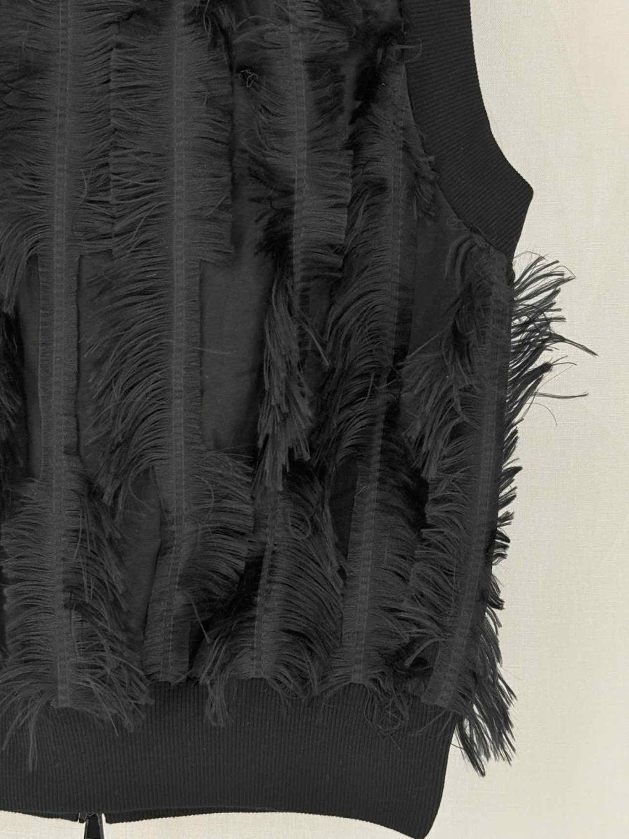 Pre - loved BRUNELLO CUCINELLI Fringed Effect Black Size US 2 Gilet at Reems Closet