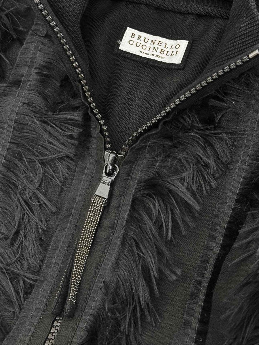 Pre - loved BRUNELLO CUCINELLI Fringed Effect Black Size US 2 Gilet at Reems Closet