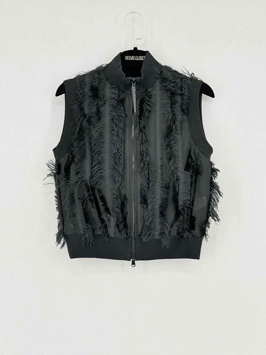 Pre - loved BRUNELLO CUCINELLI Fringed Effect Black Size US 2 Gilet at Reems Closet