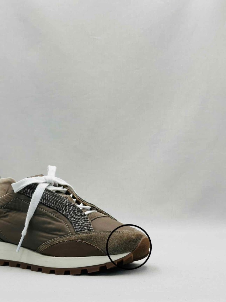 Pre - loved BRUNELLO CUCINELLI Monili Khaki Sneakers 39 at Reems Closet