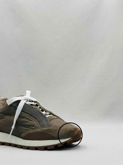 Pre - loved BRUNELLO CUCINELLI Monili Khaki Sneakers 39 at Reems Closet
