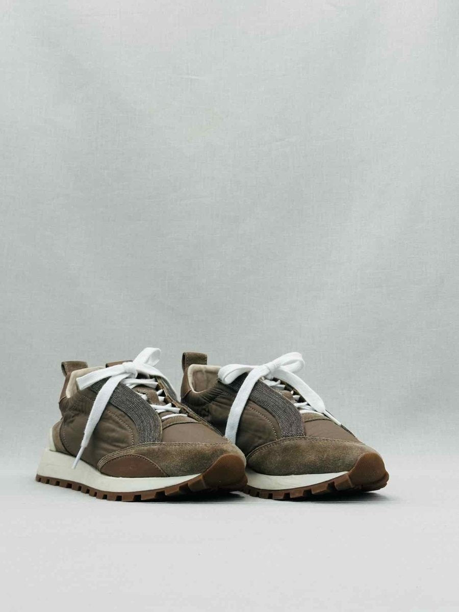 Pre - loved BRUNELLO CUCINELLI Monili Khaki Sneakers 39 at Reems Closet