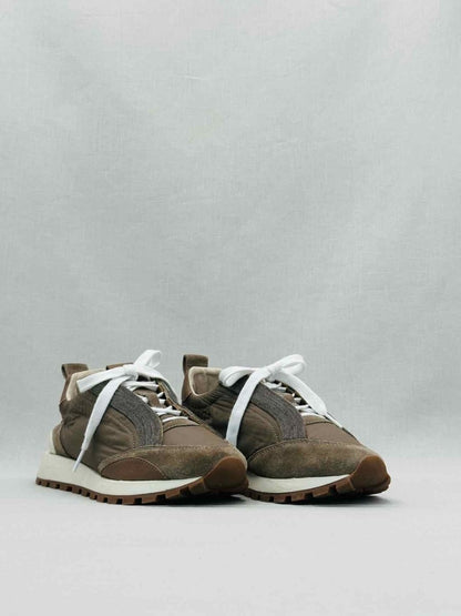 Pre - loved BRUNELLO CUCINELLI Monili Khaki Sneakers 39 at Reems Closet