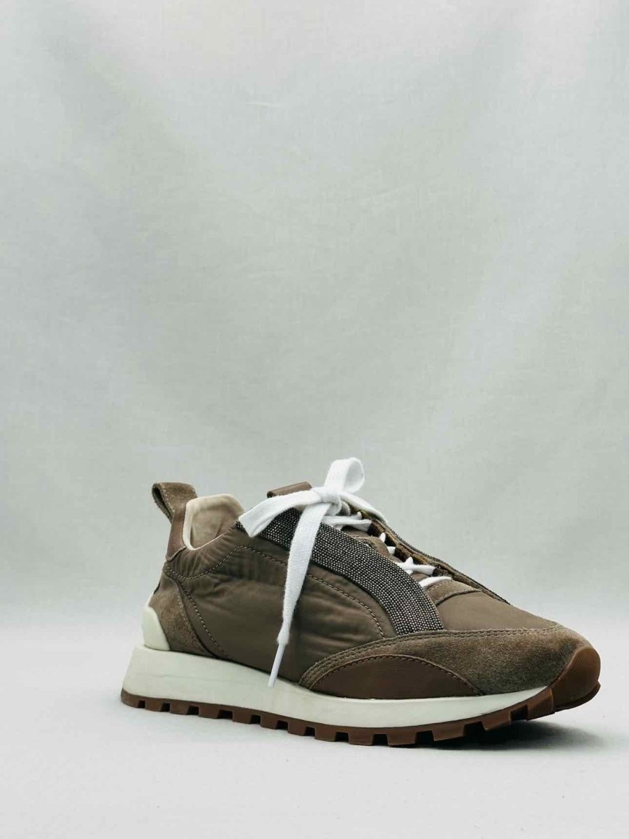 Pre - loved BRUNELLO CUCINELLI Monili Khaki Sneakers 39 at Reems Closet