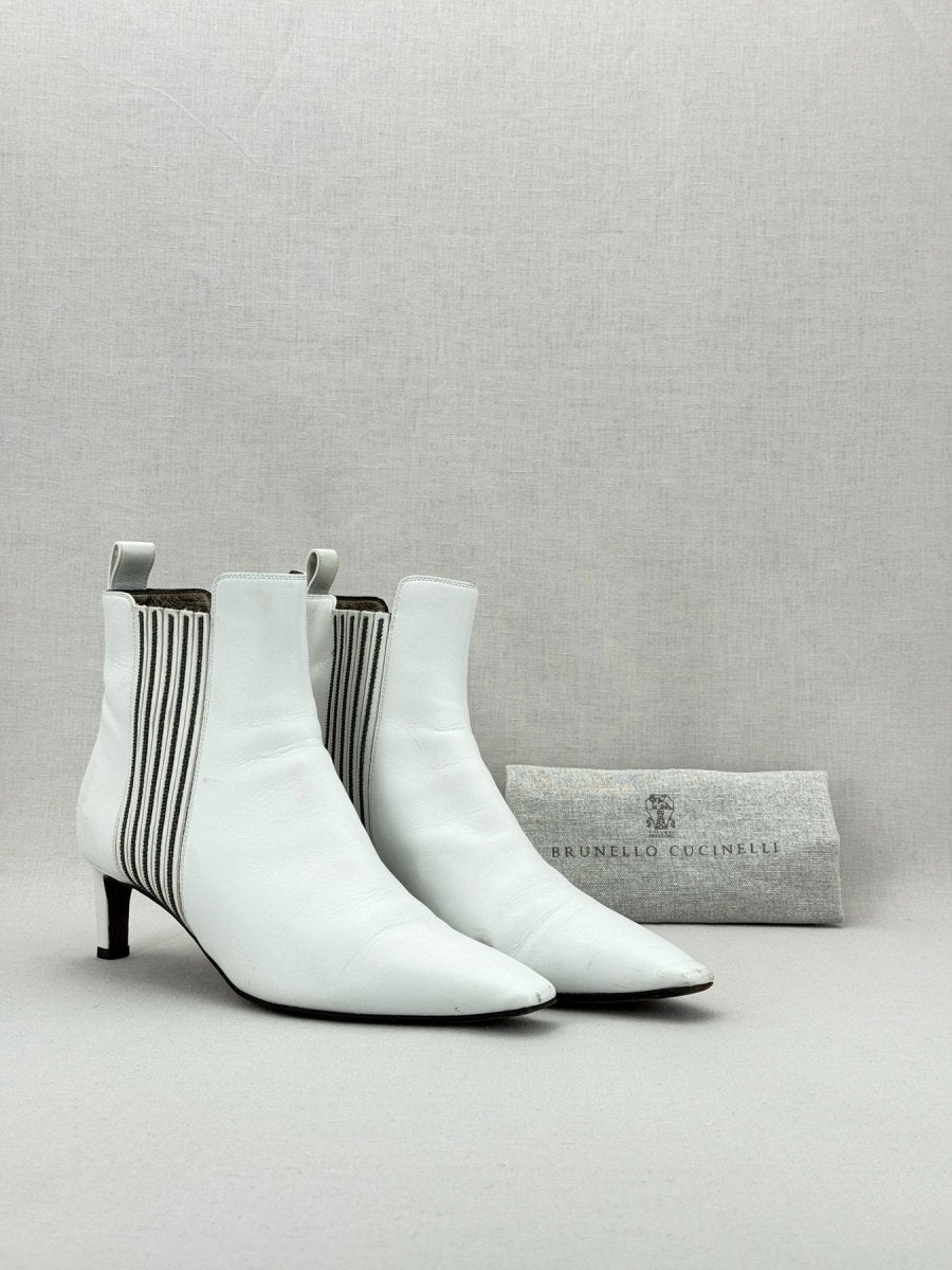 Pre - loved BRUNELLO CUCINELLI White Size EU 37.5 Ankle Boots at Reems Closet