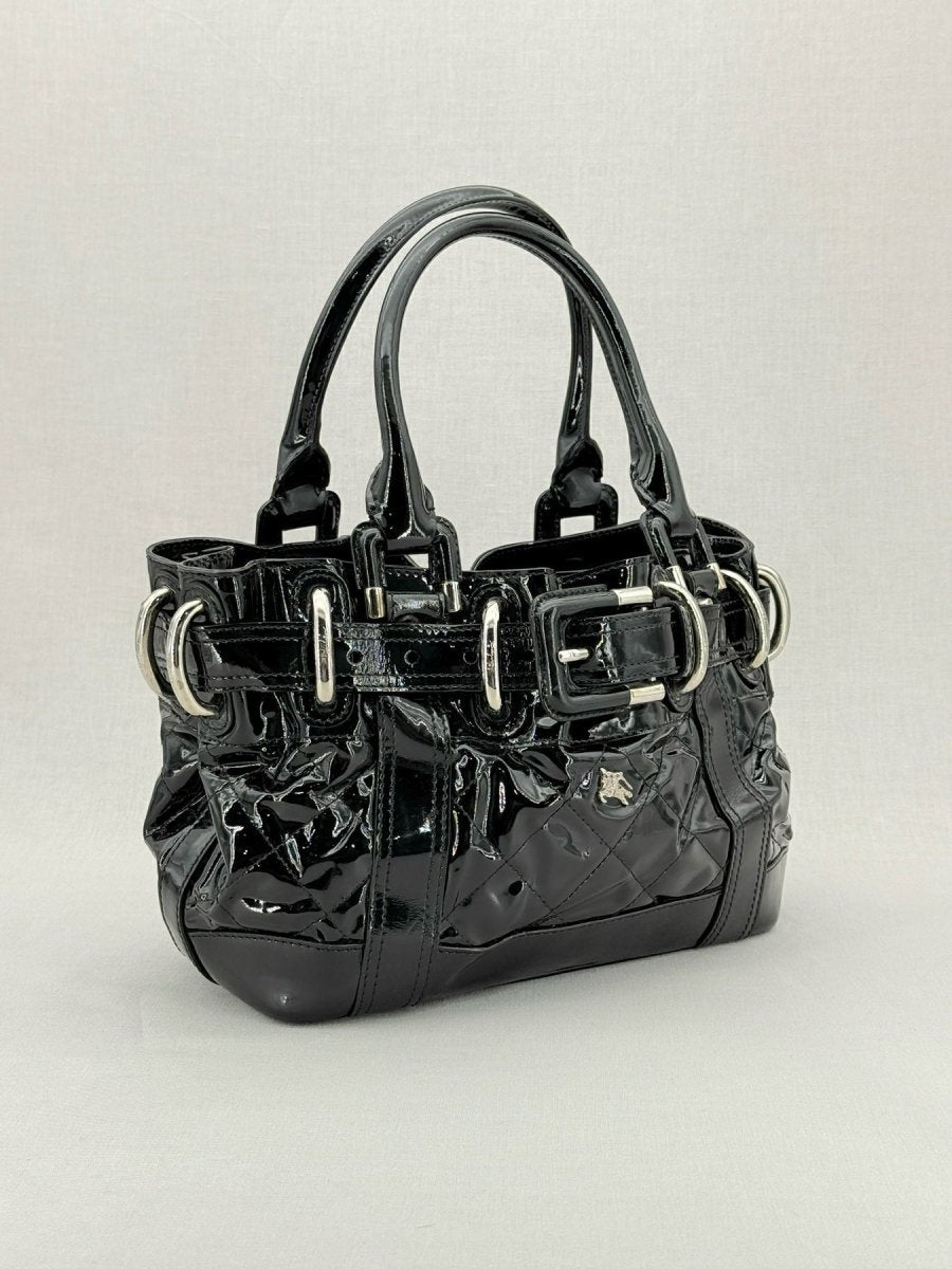 Pre - loved BURBERRY Beaton Black Quilted Tote Bag at Reems Closet