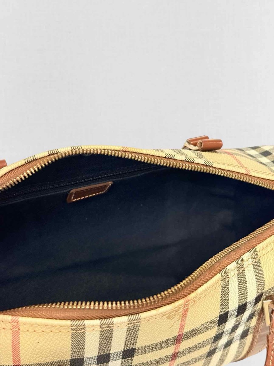 Pre - loved BURBERRY Beige Multicolor Barrel Bag at Reems Closet
