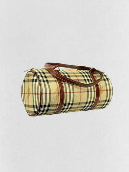 Pre - loved BURBERRY Beige Multicolor Barrel Bag at Reems Closet
