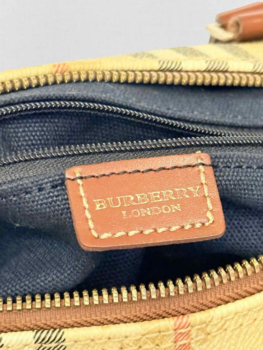 Pre - loved BURBERRY Beige Multicolor Barrel Bag at Reems Closet