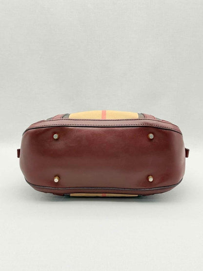 Pre - loved BURBERRY Beige Multicolor Check Top Handle at Reems Closet