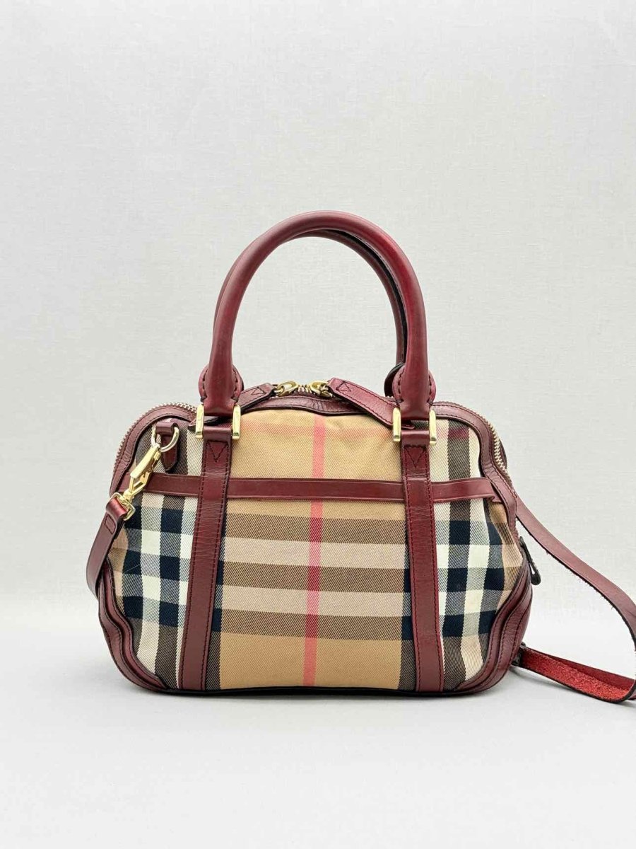 Pre - loved BURBERRY Beige Multicolor Check Top Handle at Reems Closet