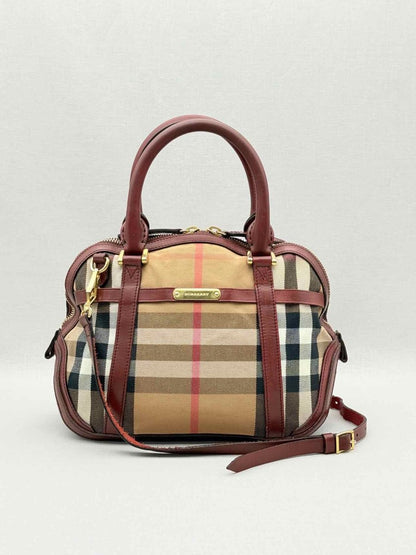 Pre - loved BURBERRY Beige Multicolor Check Top Handle at Reems Closet