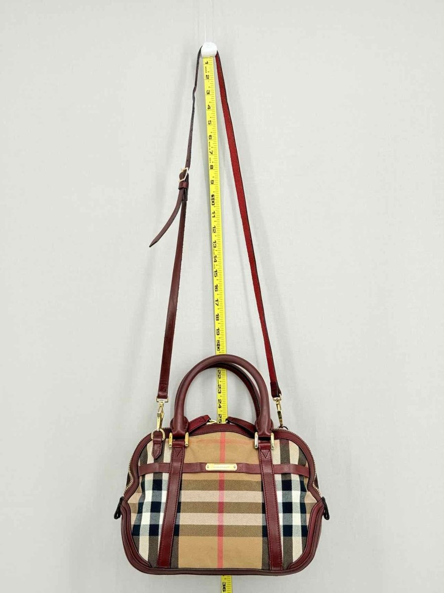 Pre - loved BURBERRY Beige Multicolor Check Top Handle at Reems Closet