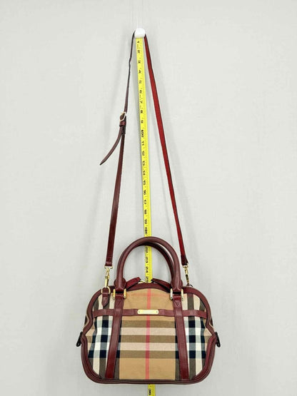 Pre - loved BURBERRY Beige Multicolor Check Top Handle at Reems Closet