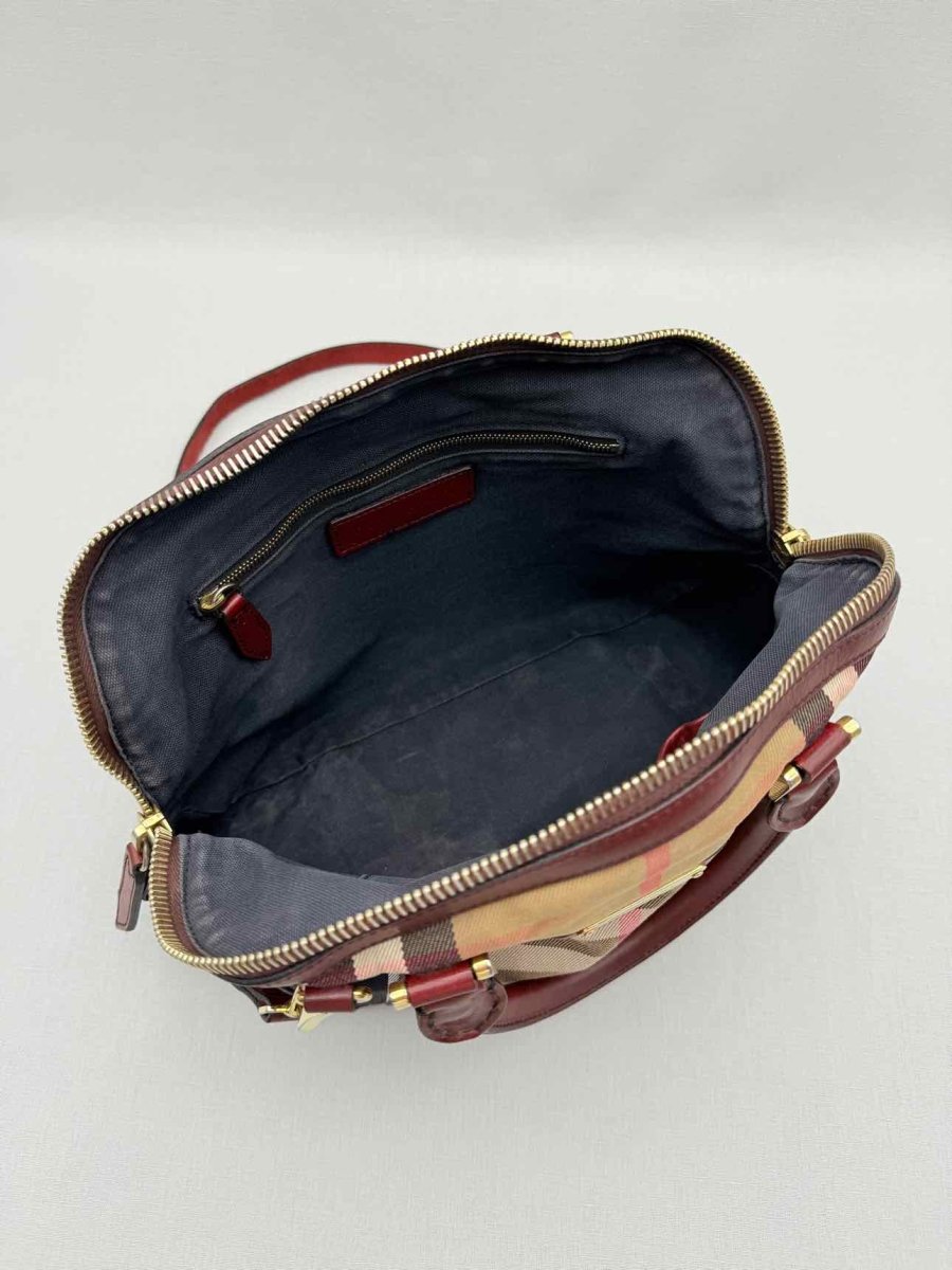 Pre - loved BURBERRY Beige Multicolor Check Top Handle at Reems Closet