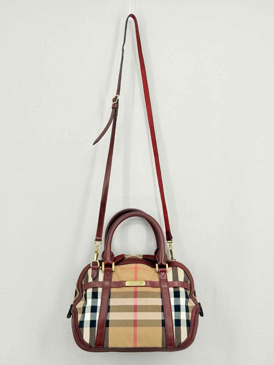 Pre - loved BURBERRY Beige Multicolor Check Top Handle at Reems Closet